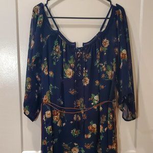 Purple Snow Size Medium Navy Blue Dress Floral